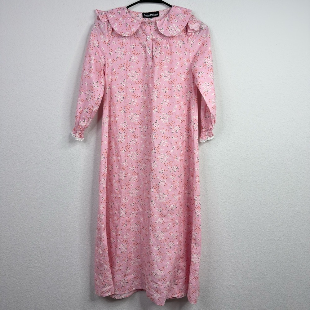 Scarlet Darkness Dress Girls 12-13Y‎ Pink Floral Ruffle Prairie Calico Cottage